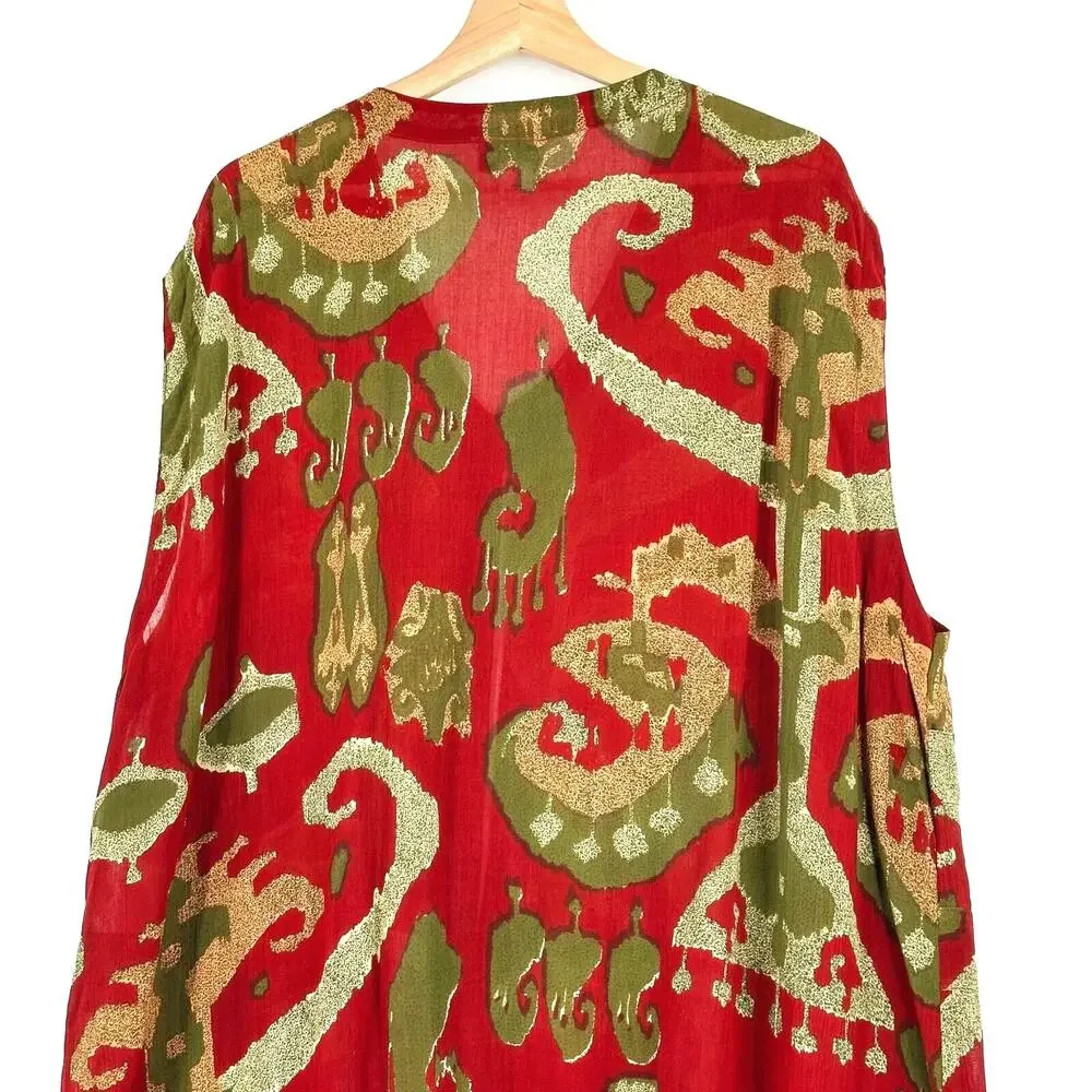 Vintage Tan-Chho Womens Sleeveless Tunic Duster Dress Artsy Boho Hippie‎ Resort
